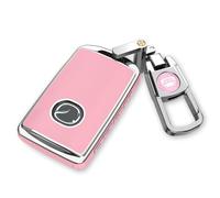 QfungYe for Mazda Key Fob Cover with Keychain.No Screws Required for Installation. Compatible with 2019-2025 Mazda 3, Mazda 3 Hatchback, 2020-2024 Mazda CX-5, CX-30, CX-9(Sakura Pink)