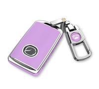 QfungYe Mazda Key Fob Cover with Keychain, No Screws Required, Compatible with 2019-2025 Mazda 3, 3 Hatchback, 2020-2024 CX-5, CX-30, CX-9 (Purple)