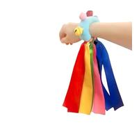QFUPKTSU Dance Ribbon Bells Set, 25 cm Length, 4 Colours, Musical Wrist Bands with Jingle Bells (Blue)