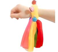 QFUPKTSU Dance Ribbon Bells Set, 25 cm Length, 4 Colours, Musical Wrist Bands with Jingle Bells (Yellow)