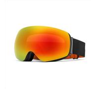 QFUPKTSU Winter spherical 180% large field of view magnetic ski goggles goggles, can wear myopia ski glasses, so that the glasses get better protection (red)