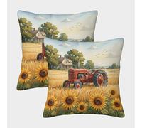 QFVANSIYO Countryside 3D Printed Pillowcase Microfiber Bedroom Decor Sunflower Farm Pillow Cover for Adult Teen Home 40x40cm