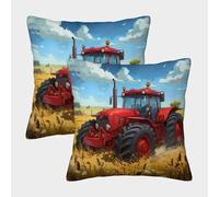QFVANSIYO Countryside Style 3D Printed Tractor Pillowcase Microfiber Home Decor Tractor Pillow Cover for Adults Teens Breathable Bedding 40x40cm