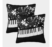 QFVANSIYO Elegant 3D Printed Piano Music Pillowcase Microfiber Bedroom Decor Musical Theme Pillow Cover for Adults Teens 40x40cm