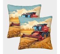 QFVANSIYO Farm Illustration 3D Printed Tractor Pillowcase Microfiber Bedroom Decor Agricultural Pillow Cover Soft Breathable for Adults Teens 50x50cm
