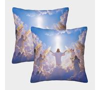 QFVANSIYO Mythical Jesus Homeware Cushions Pack of 2 with Invisible Zipper Decorative Pillow Cases for Outdoor Garden 40x40cm