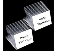 QfwdfcTrenz 12PCS 3.5 X 2.4 Inch Small Acrylic Sign Holder Slant Back Photo Frame Mini Acrylic Food Signs Labels for Party Buffet, L Shaped Display Stand for Classroom Home Office Decorating Supplies