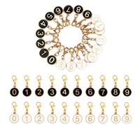 QfwdfcTrenz 20PCS Number 0-9 Stitch Markers, Enamel Lobster Clasp Charms Alloy Crochet Knit Locking Removable Clip On Charms for Knitting Weaving Sewing DIY Jewelry Making