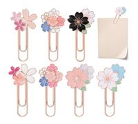 QfwdfcTrenz 7 Pcs Cherry Blossoms Paperclip, Pretty Book Decorative Paper Clips Metal Paperclips for Bookmarks Fun Paper Clips Office Supplies Present for Bookmark Clamp Desk Stationery Accessories