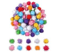 QfwdfcTrenz 70pcs Assorted Color Cat Sparkle Ball 1.18 Inch Glitter Tinsel Pom Poms Puff Balls Glitter Kittens Toy Fuzzy Balls for Indoor Cats Interactive Cat Ball Chase Pom Poms Ballss for Cats