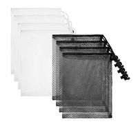 QfwdfcTrenz 8 Pieces Mesh Drawstring Bags Small Portable Storage Bags Mesh Bag for Travel Stuff Organizing Toys Gifts Kitchen Favor Sport Outdoor 7.8x5.9 Inch Black and White