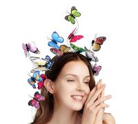 QfwdfcTrenz Butterfly Headbands Fascinators Hat Women Butterfly Costume Crown Headpiece Monarch Butterflys Crown Tea Party Halloween Costume Hairpin