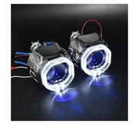 QGBKLZNZHP Angel Eye Kit 2.5 Bixenon 8.1 Projector Lens HID Use H1 Bulb H4 H7 Socket With LED Optical Angel Eyes Integration Shrouds Retrofit Halo Ring LED Kits(White-Blue(Demon))