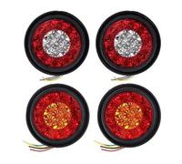 QGBKLZNZHP Car Rear Light Assemblies 4PCS 4" Round Brake Lights 12V 24V Truck LED Warning Rear Taillight Trailer Side Marker Lamp Car Tail Light Parts Auto Parts(Red Yellow Red white)