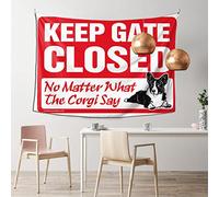 QGDC Aesthetic Tapestry Keep Gate Closed No Matter What The Corgi Say Tapestry Dorm Art Stuff For Your Room(75X100CM)
