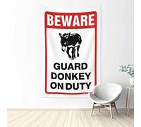 QGDC Bar Accessories Man Cave Beware! Guard Donkey On Duty Tapestry Room Door Decor Kawaii Room Decor(75X100CM)