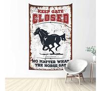 QGDC Bar Accessories Man Cave Keep Gate Closed No Matter What The Horse Say Tapestry Wall Hanging Funny House Decor(100X150CM)
