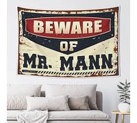QGDC Bar For Man Cave Beware Of Mr. Mann Tapestry Aesthetic Decor Beer Decor(100X150CM)