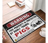 QGDC Bath Quick Dry Bathmat Fluffy Area Elegant Style Warning This Property Is Protected By A Highly Trained Pigs | Man Cave Decor And Accessories/Bubble Bath Mat Tub Spa Massager(65X90CM)