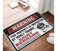 QGDC Bathroom Drying Door Mat Warning This Property Is Protected By A Highly Trained Saint Bernard - Things For Boys Room Premium Quality & Boho Bath Durable Construction | Cute Shoes(40X60CM)