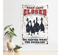 QGDC Beer Decorations for Man Cave Keep Gate Closed No Matter What The Ducks Say Tapestry Stuff for Boys Room Tapastry'S Wall Hanging(100X150CM)