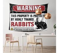 QGDC Beer Decorations for Man Cave Warning This Property is Protected by A Highly Trained Rabbits Tapestry Stuff for Boys Room Tapastry'S Wall Hanging(75X100CM)