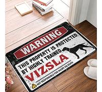QGDC Big Outdoor Vintage Carpet | Warning This Property Is Protected By A Highly Trained Vizsla - Dish & Funny Welcome/Entry Way Indoor - Mats For Sleeping On The Floor, Absorbent(65X90CM)
