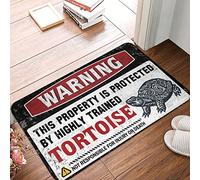 QGDC Circular Outdoor Kitchen Washable Shower Mat - Warning This Property Is Protected By A Highly Trained Tortoise | Middy/Waterproof Bath - Laundry Room Runner Rug Non Slip For(65X90CM)
