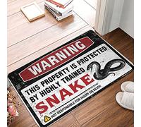QGDC Cooking Area Rug Colorful Door Warning This Property Is Protected By A Highly Trained Snake - Floor Kitchen | Outdoor Door Mats For Home Entrance/Waterproof Bathroom - Ultra(50X80CM)