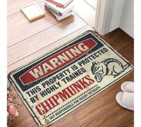 QGDC Fast Drying Bath Ocean Doormat Warning This Property Is Protected By A Highly Trained Chipmunks - Soft Bedroom | Shag Area/Cotton Area Rug Living Room - Machine Washable & Pool(40X60CM)