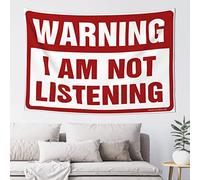 QGDC Funny Patio Decor Warning I'M Not Listening Tapestry Stuff For Your Room Tapestry For Bedroom(100X150CM)