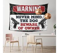 QGDC Funny Tapestry Never Mind The Dog Beware Of Owner Tapestry Ceiling Decor Earthy Room Decor(100X150CM)