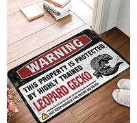 QGDC Inside Front Door Custom Rug | Warning This Property Is Protected By A Highly Trained Leopard Gecko - Waterproof Bath & Spring/Evil Eye - Wool Area Rug Living Room, Waterproof(40X60CM)