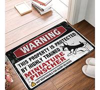 QGDC Kitchen Mat Thin Bath Warning This Property Is Protected By A Highly Trained Miniature Pinscher - Non Skid Bath | Home Gym Decor/Room Decor Indie Aesthetic - Full Bathroom All(40X60CM)