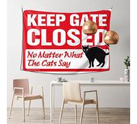 QGDC Man CABE Decor Keep Gate Closed No Matter What The Cats Say Tapestry Bed Room Decorations Dorm Room Tapestry(75X100CM)