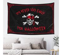 QGDC Man Cave Decor And Accessories It'S Never Too Early For Halloween Tapestry Funny Room Decor Cave Man Bar(75X100CM)