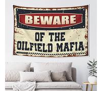 QGDC Man Cave Decorations Beware Of The Oilfield Mafia Tapestry Earthy Room Decor Tapestry With Words(75X100CM)