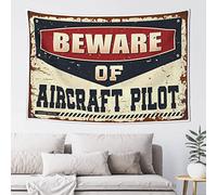 QGDC Man Cave Rules Beware Of Aircraft Pilot Tapestry Men Decor Man Cabe Decor(75X100CM)