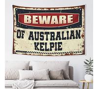 QGDC Man Cave Rules Beware of Australian Kelpie Tapestry Men Cave Decor Home Bar Decor(75X100CM)