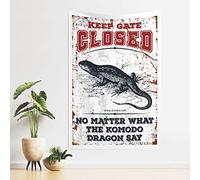 QGDC Man Cave Rules Keep Gate Closed No Matter What The Komodo Dragon Say Tapestry Men Cave Decor Home Bar Decor(100X150CM)