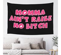 QGDC Man Cave Rules Momma Ain'T Raise No Bitch Tapestry Men Decor Man Cabe Decor(75X100CM)