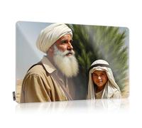 QGDC Man Cave Sign Funny Desert Journey: An Elderly Man And Young Boy Share Stories Tin Sign Tin Decor Funny Bar Decor(30X40CM)