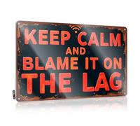 QGDC Man Cave Signs And Decor Keep Calm And Blame It On The Lag Tin Sign Metal Signs For Bar Tin Signs For Garage(30X40CM)
