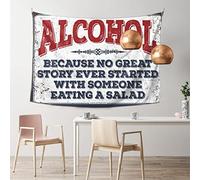 QGDC Room Door Decor Because No Great Story Ever Started With Someone Eating A Salad Tapestry Men Decor Teen Stuff(100X150CM)