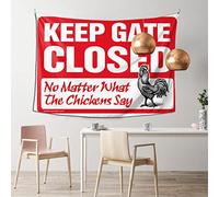 QGDC Room Door Decor Keep Gate Closed No Matter What The Chickens Say Tapestry Men Decor Teen Stuff(75X100CM)
