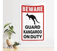 QGDC Small Wall Tapestry Beware! Guard Kangaroo On Duty Tapestry Funky Decor Bar Man Cave Decor(75X100CM)