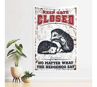 QGDC Things for Boys Room Keep Gate Closed No Matter What The Hedgehog Say Tapestry Kawaii Room Decor Things for Boys Room(75X100CM)