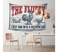 QGDC Vintage Decor Chicken Coop The Fluffy Butt Hut Last One In Is A Rotten Egg Tapestry Home Decor Men Wall Hanging(75X100CM)