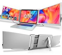 QGE Laptop Screen Extender, 14" FHD 1080P Triple Monitor for Laptop Extension- 315°Rotate Portable Dual Monitor Screen for 13"-16.5" Laptops Type-C/HDMI/USB-A Plug & Play for Wins/Mac/Chro