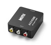 QGECEN RCA to HDMI Converter, 1080P Mini AV to HDMI Adapter | Composite Video Audio to HDMI Converter with USB Power Cable, Supports PAL/NTSC for PS1 PS2 SNES Wii N64 VHS VCR DVD Player